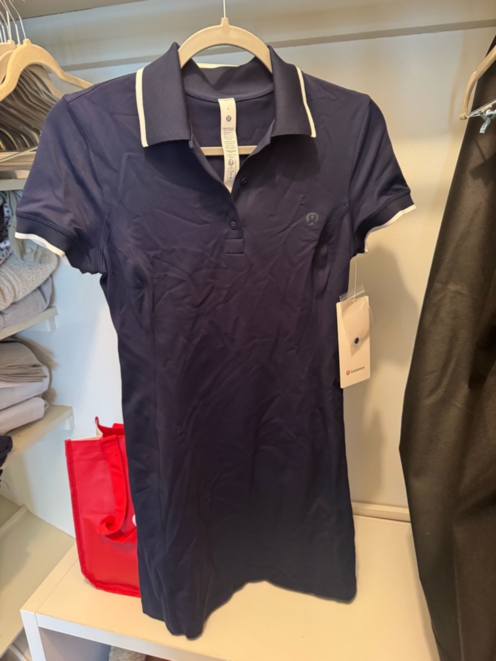lululemon athletica Navy Polo Mini Dress with White Trim